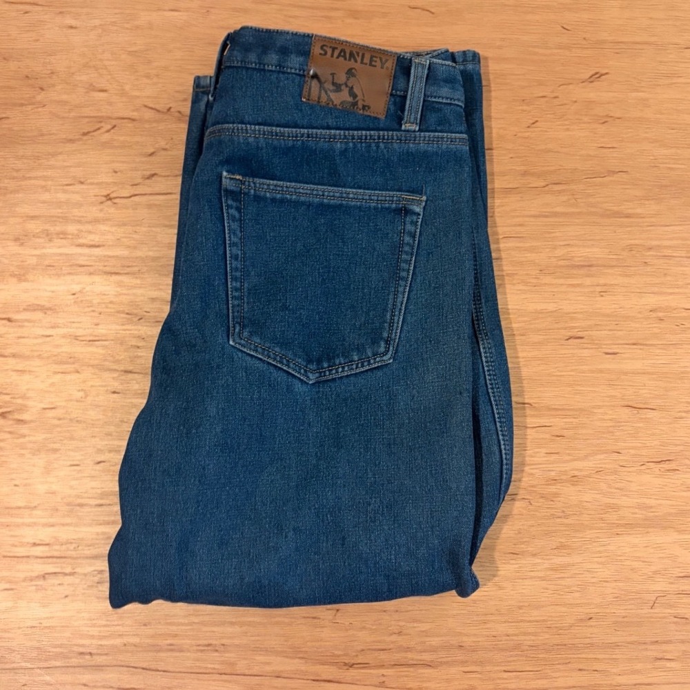Stanley Mens Fleece Lined Work Jeans 38x30 Blue Denim Thermal Insulated Pants